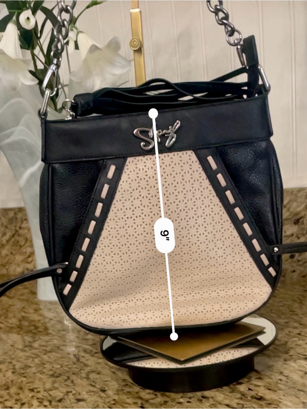 EUC Sharif Two-Tone Black & Beige Leather shoulder bag - Picture 12 of 16
